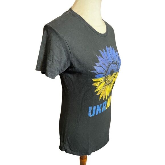Ukraine Port Authority Women’s Black Short Sleeve 100% Cotton Graphic T-Shirt Si - Picture 3 of 6